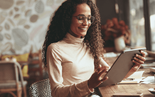 woman with tablet