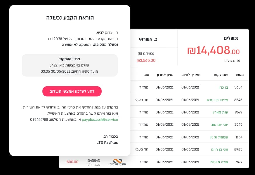 failed transactions ui preview