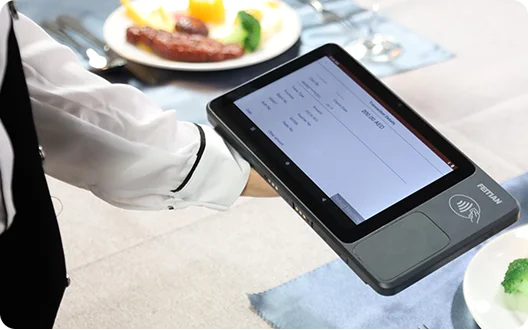 holing the terminal with card inserted in the top